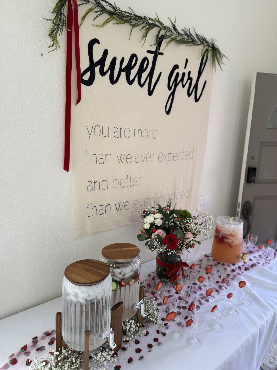 Strawberry beverage and floral station