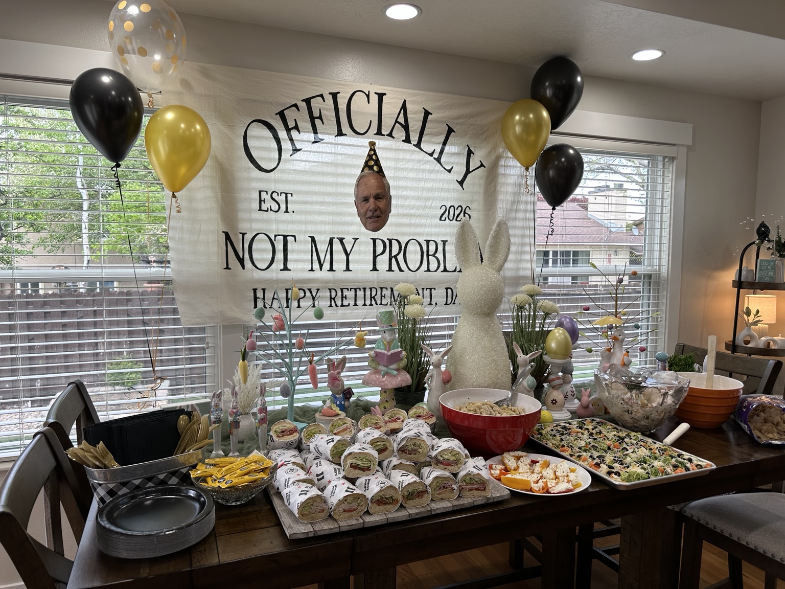 Retirement celebration food and décor table
