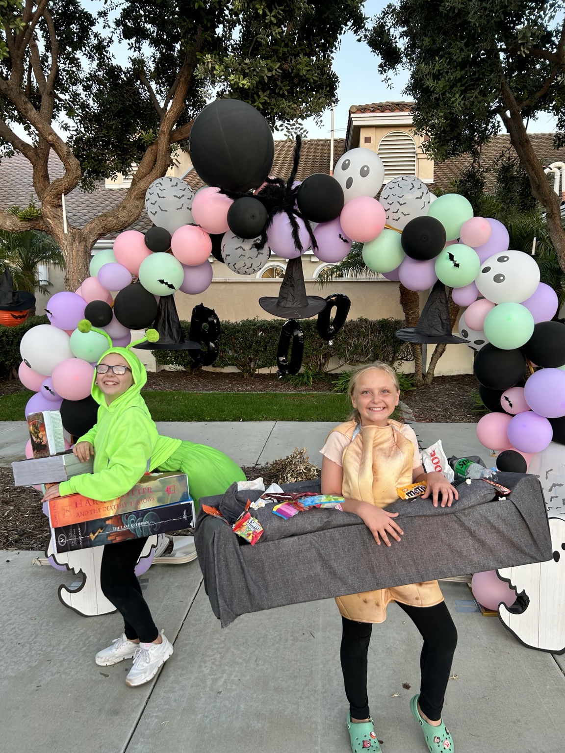 Halloween character balloon arch